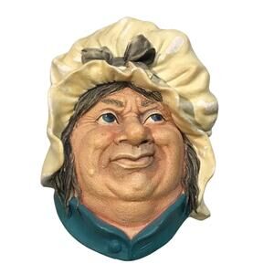 Sarah Gamp Plaque England 1964 Bossons 3D Chalkware Character Head